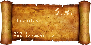 Ilia Alex névjegykártya